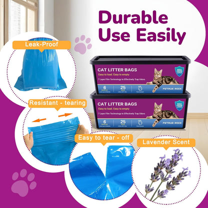 Cat Litter Refill Bags Compatible with Litter Genie Easy Roll Pail | Long-lasting Easy Roll Refill Bags 50 Count (2 Pack) | Odor Control & Plant Scented