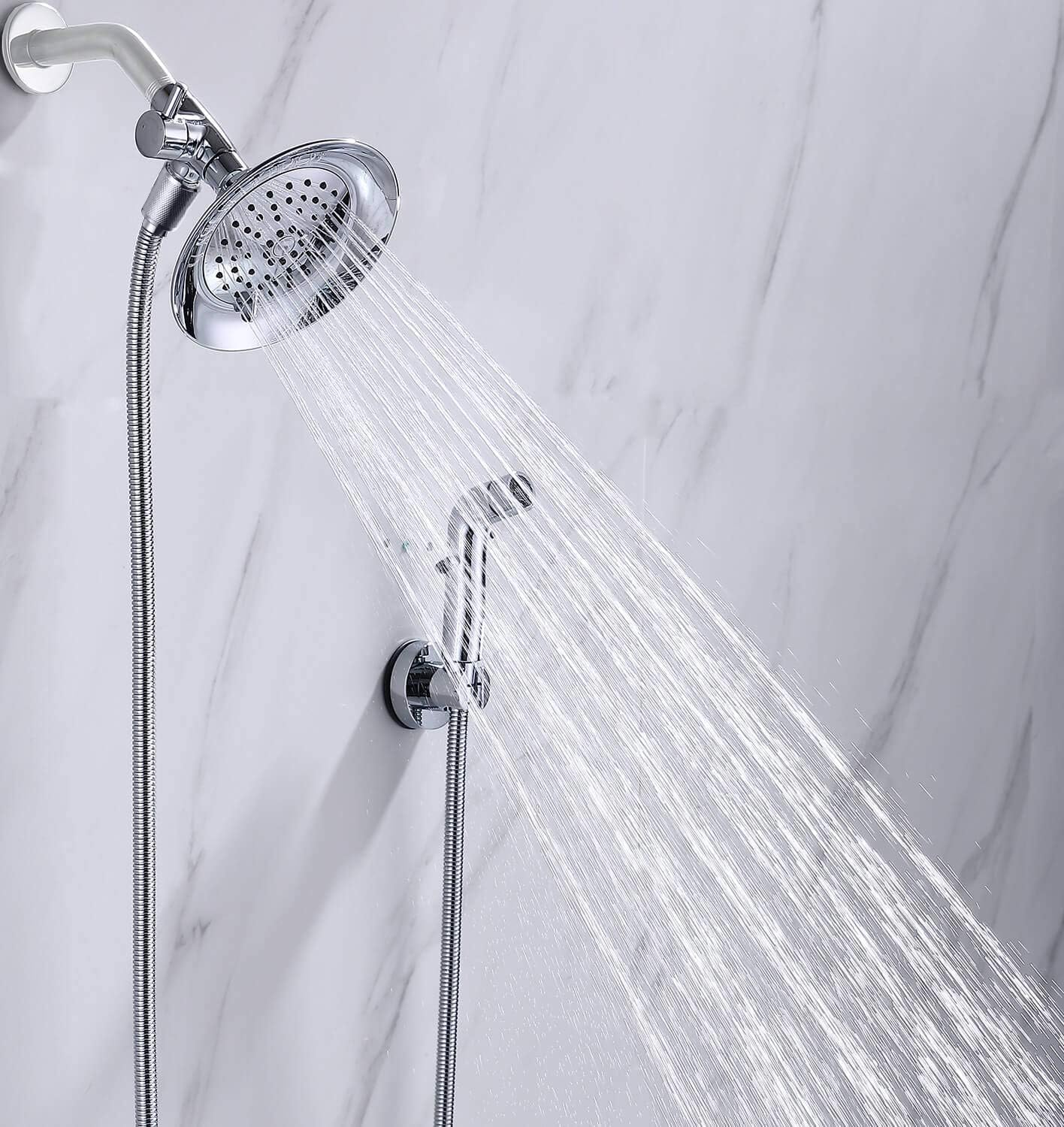 G-Promise Dog Shower Sprayer Attachment for Fast and Clean Pet Showering, Multifunctional Shower, Metal Diverter, 100 Inch Extra Long Hose, No Drill Hook, Dog Washing-Bathroom (Chrome)