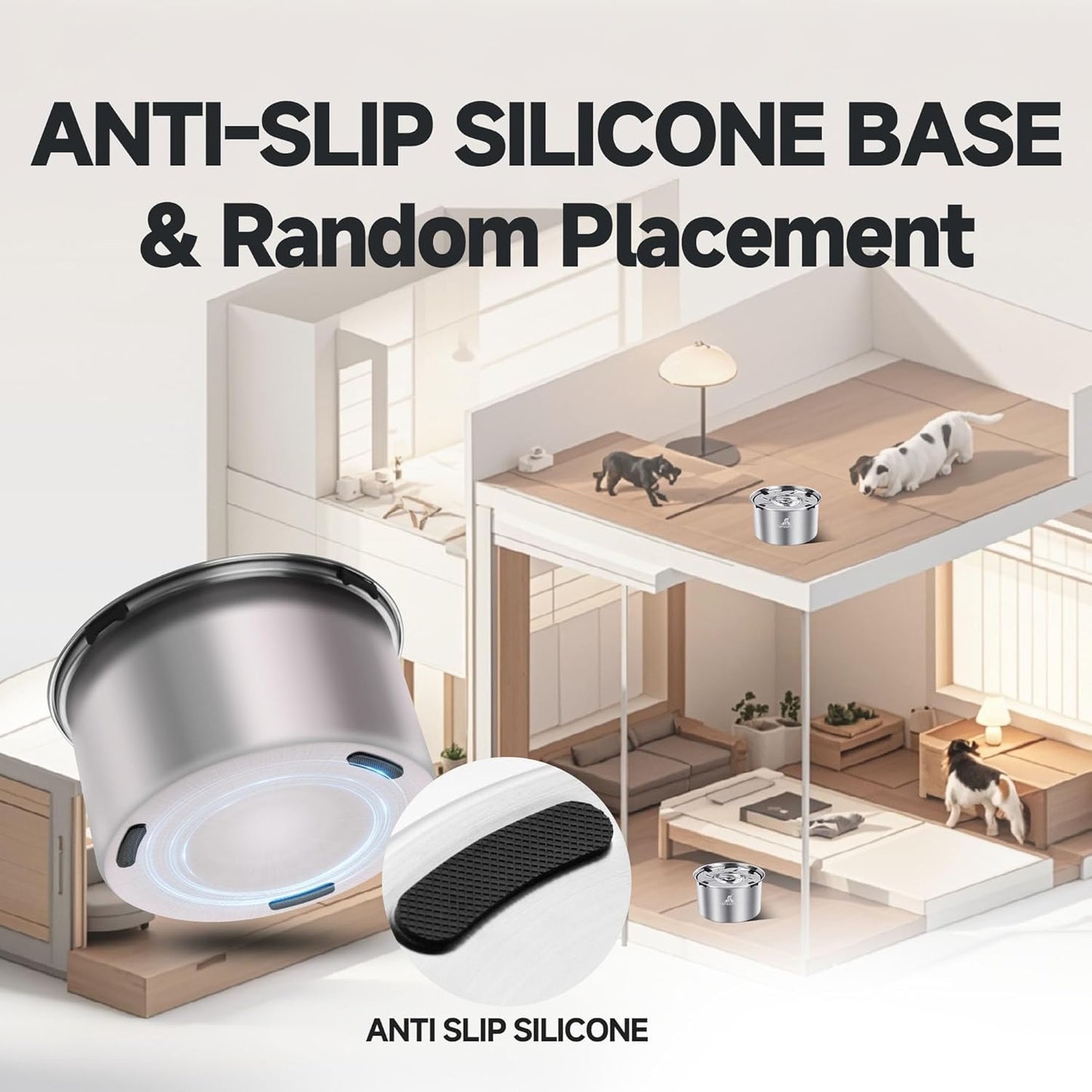 Dog Water Bowl No Spill and Slow Feeder Dog Bowl, 304 Stainless Steel