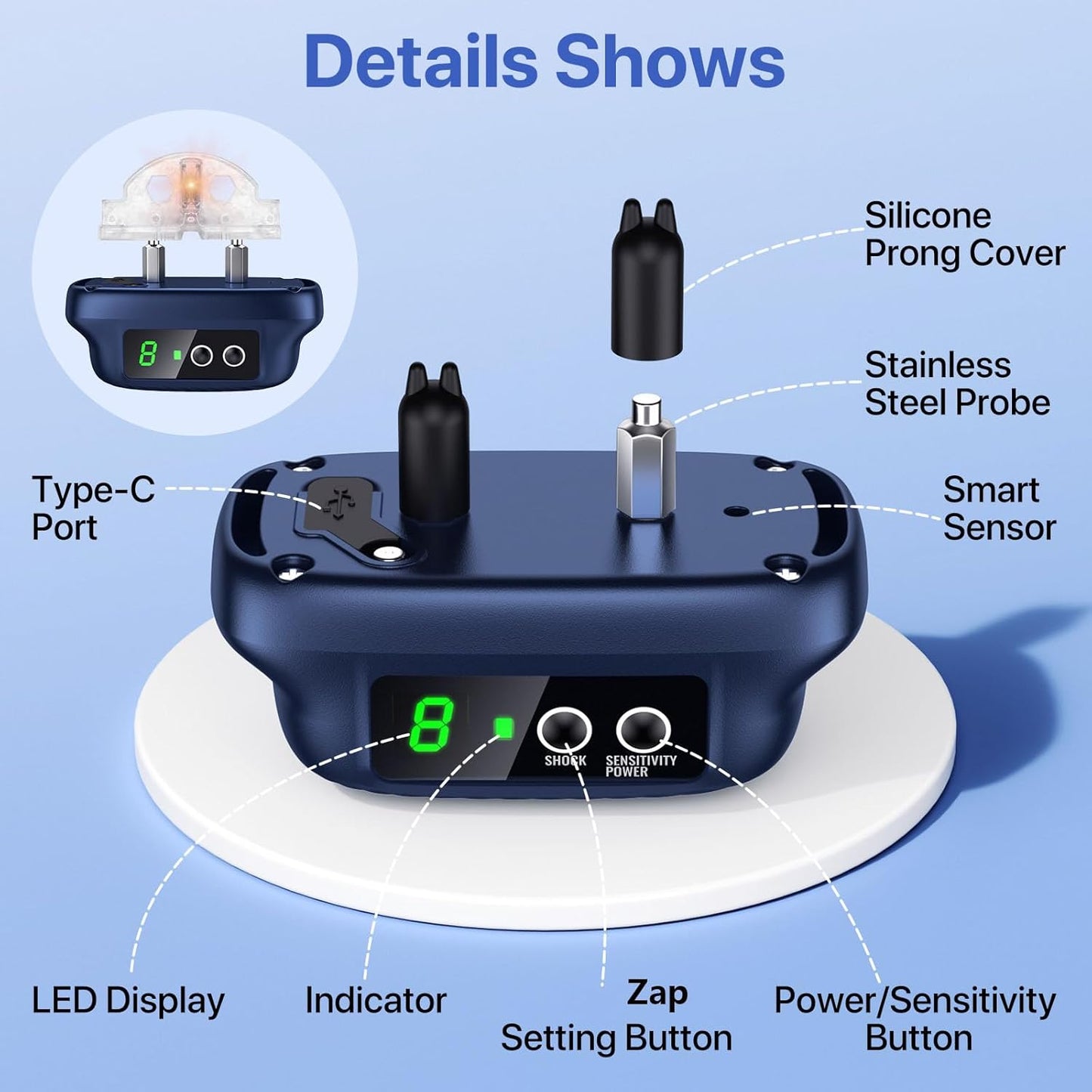 Dog Bark Collar, Automatic Bark Collar with 8 Sensitivity, Rechargeable Anti Barking Collar with 3 Training Modes Beep Vibration，Waterproof Smart No Bark Collar for Large Medium Dogs-P4