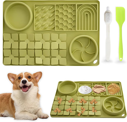 Lick Mat for Dogs, Silicone Slow Feeder Bowl for Food and Water, Licking Pad with Suction Cups for Yogurt Peanut, Snuffle Mat Puzzle Toys Food Treat for Dog Anxiety Relief Training