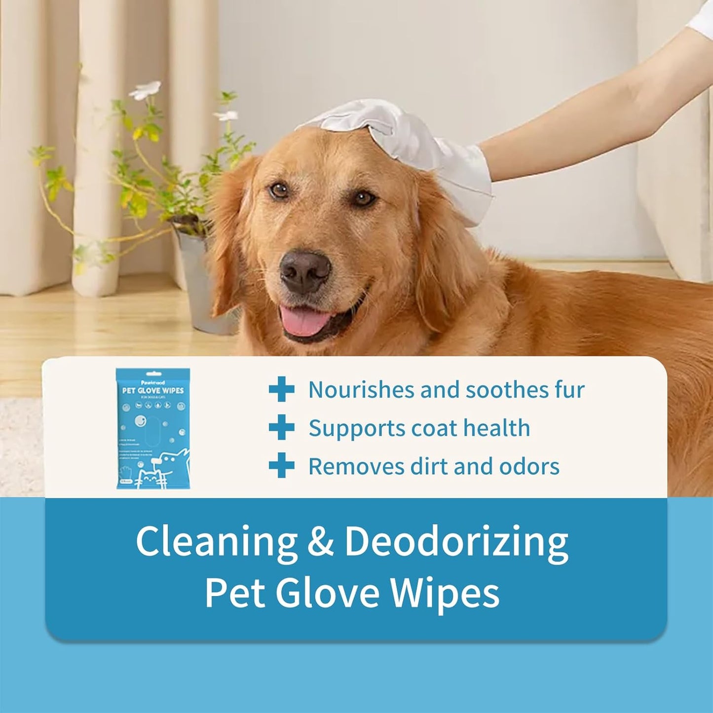 Hypoallergenic Pet Grooming Wipes for Dogs & Cats - Coconut Oil Cleaning & Deodorizing Bathing Wipes with Hydrating Formula for All Body Parts,Dog Cleaning Wipes Remove Odor (3 Pack)