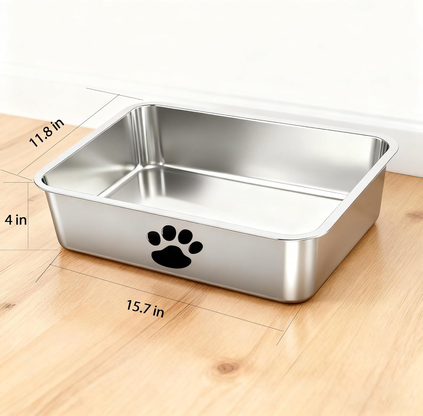 Stainless Steel Cat Litter Box with Cat Litter Scoop,Metal Kitty Litter Pan,Kitty Shallow Litter Box for Small Animals Cats Kitty,Rabbits Toilet,Easy to Clean,Non Stick