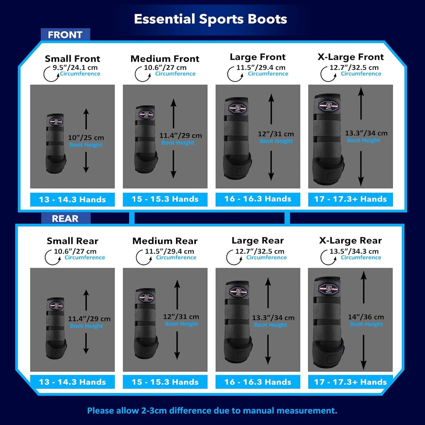 Harrison Howard Horse Sport Medicine Front Shock-Absorbing Boots All-Round Lower Limb Protection & Support Sport Boots Perfect for Endurance Training and Performance Pack of 2 Piano Black L