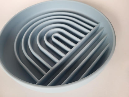 Modern Rainbow Pet Slow Feeder Bowl, Silicone Slow Feeder for Dogs & Puppies, Slow Eating, Modern Lick Mat Design, Reduces Gulping, Dishwasher Fit, for All Breed, Durable Mealtime Puzzle (Sky)