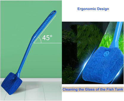 Aquarium Aquascape Tools Kit + Brush - 15 inch Stainless Steel Aquatic Tweezers/Feeding Tongs, Scissors, Spatula, Algae Scraper, Rake for Fish Tank Cleaning Scrubbing, Trimming, Terrarium Supplies