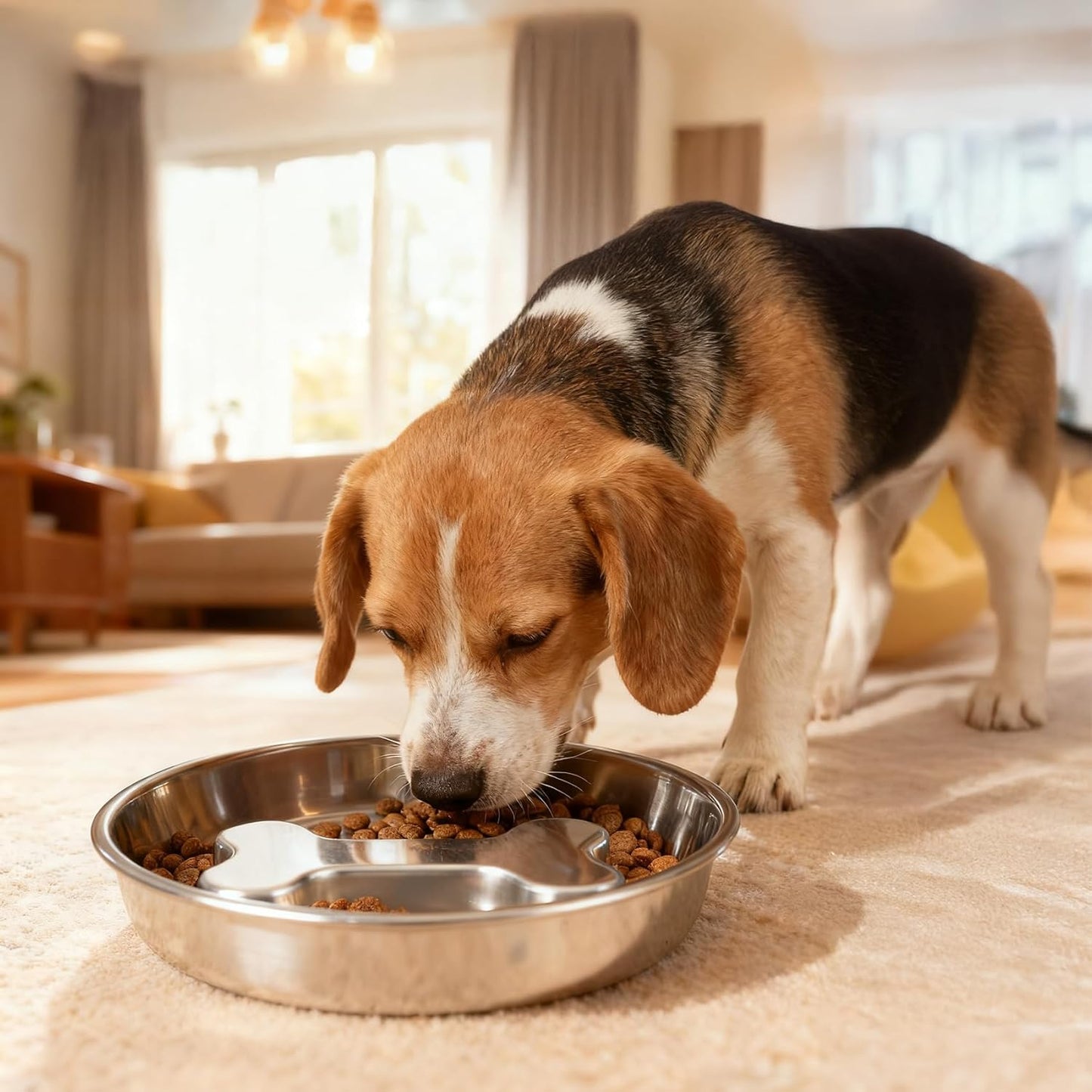 Slow Feeder Dog Bowls, 5 Cups Stainless Steel Metal Slow Feeder for Medium & Big Dogs, Pet Bowl for Fast Eaters, Slows Down Eating, Dishwasher Safe, Anti-Gulping Dog Bowl (2PCS)