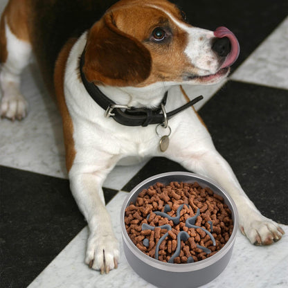 Jaoul Slow Feeder Dog Bowls Insert, Puzzle Slow Feeder Insert with 51 Octopus Suction Cups for Medium Large Size Dog Food Bowl Over 6.5" Wide (Grey)