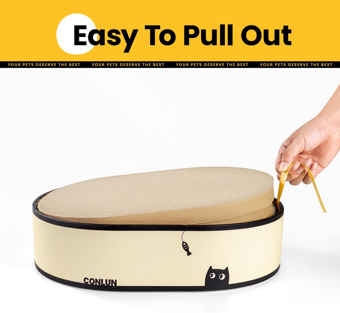 Cat Scratcher Box with 4 Cat Scratching Board Reversible Cat Scratch Pad, Heavy Duty Corrugated Cardboard Cat Bed Lounger Cat Scratchers for Indoor Cats, Protects Furniture,Kittens Gifts-Large