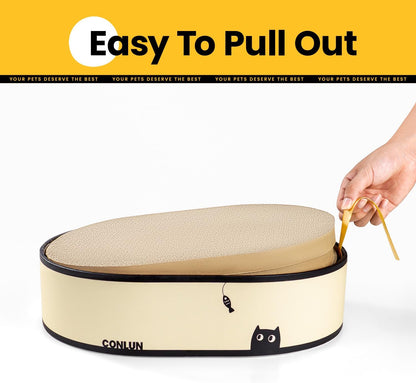 Cat Scratcher Box with 4 Cat Scratching Board Reversible Cat Scratch Pad, Heavy Duty Corrugated Cardboard Cat Bed Lounger Cat Scratchers for Indoor Cats, Protects Furniture,Kittens Gifts-Large