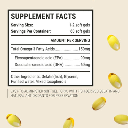 Peppy Pup Omega-3 KD Oil Capsules for Pets, Omega 3 for Dogs and Cats, Fish Oil for Dogs and Cats, Pet Vitamins and Supplements, Pet Fish Oil, Supports Healthy Heart, Dog Coat Defense, 60 Day Supply