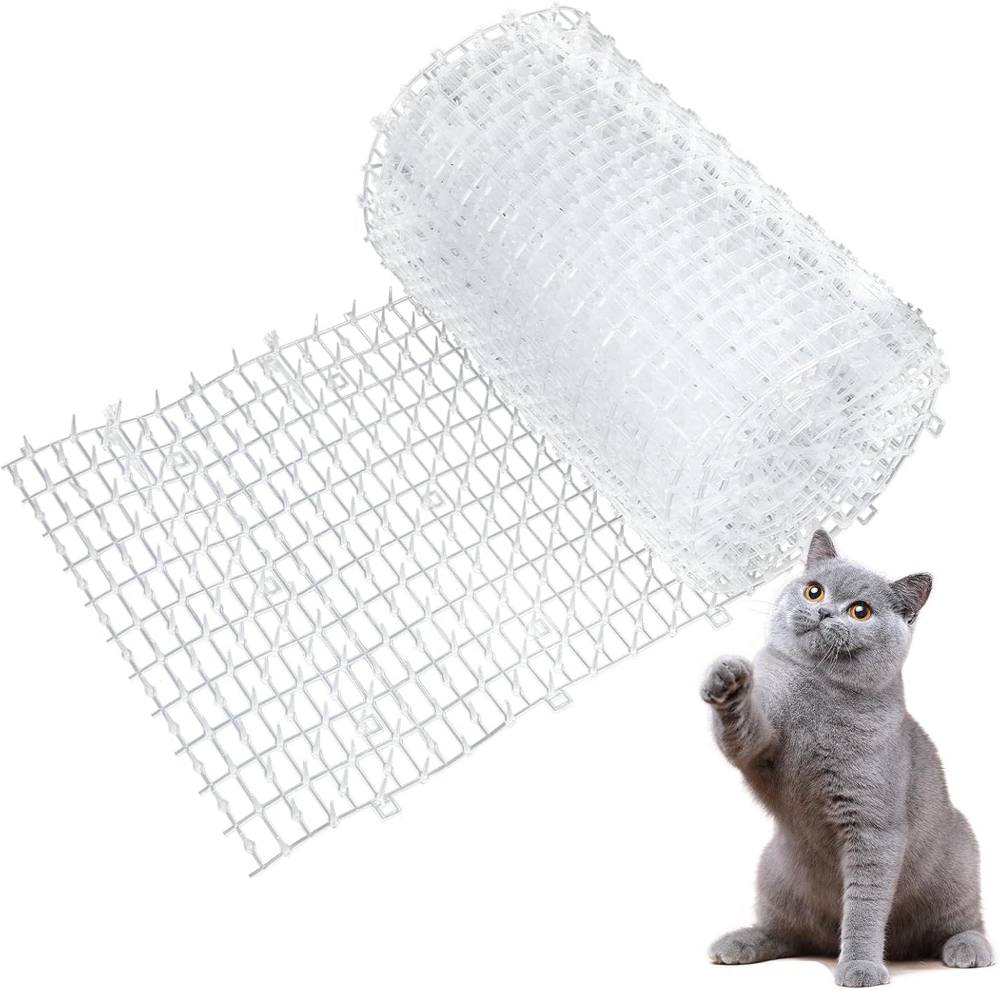 13FT Scat Mat for Cat, Cat Deterrent Mat with Spikes for Indoor & Outdoor Use Humane Cats Repellent Fence to Keep Animal and Dog Away from Furniture Plants Yard Garden