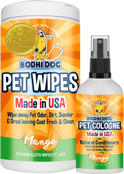 Bodhi Dog Pet Wipes Mango 75CT + Mango Dog Cologne 4oz