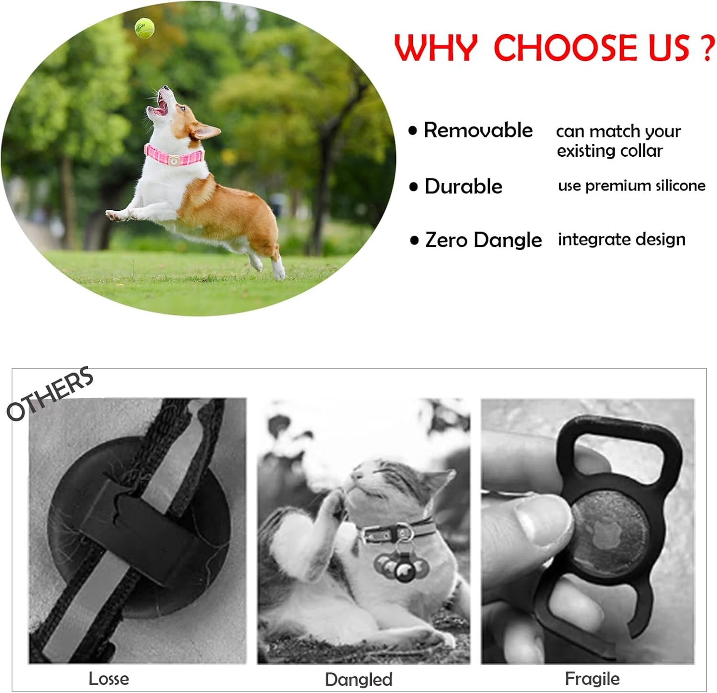 Lionheart Glory Pink Plaid Adjustable Dog Collar with Airtag Holder for Small Dogs