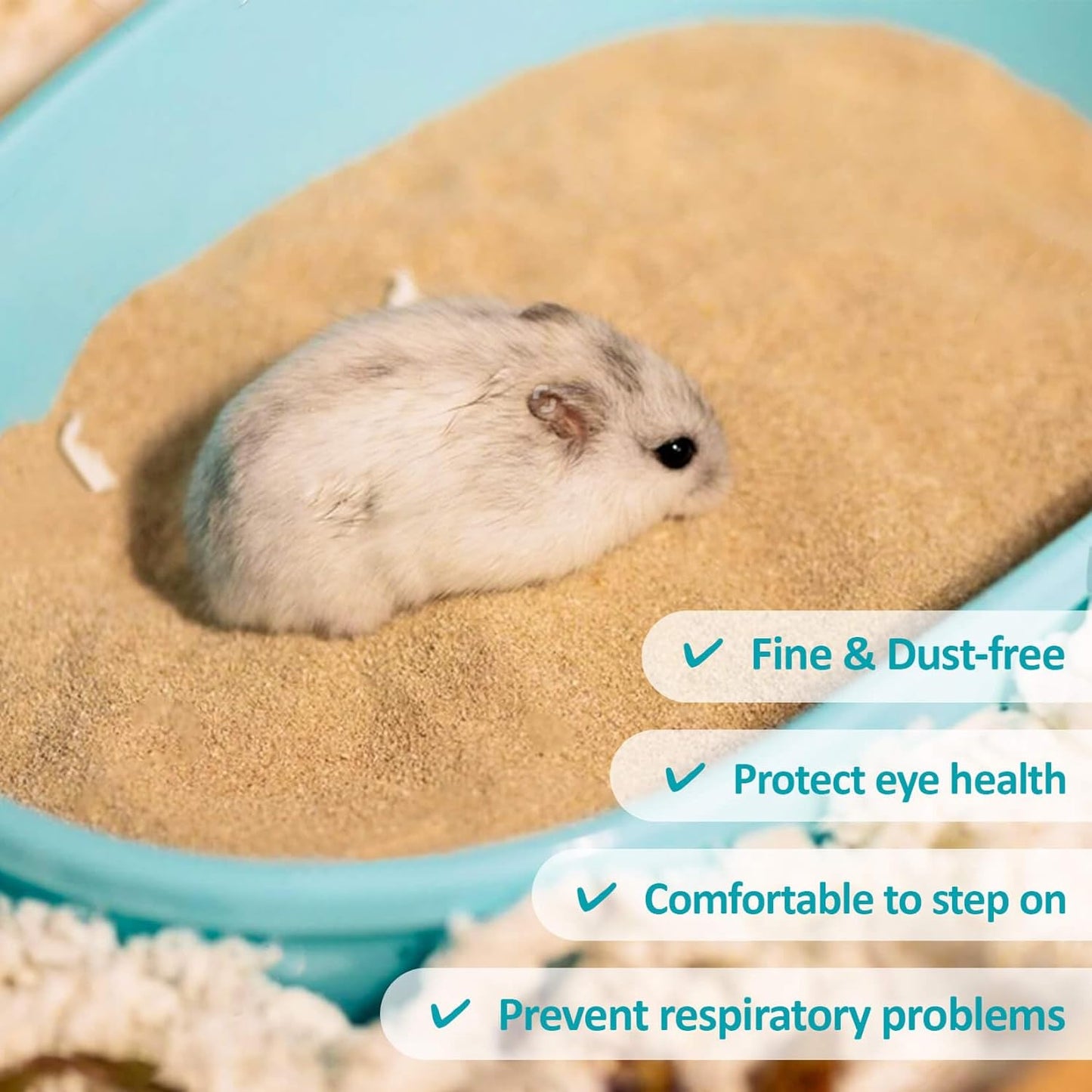 Sukh Hamster Desert Sand 15OZ - Fine Sand Bath for Reptile Hermit Crab Dwarf Hamster Chinchilla Gerbil Turtle as Zoo Med Repti Sand Substrate Hamster Bedding Cleaning Supplies Odor Control Hides Dig