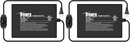 iPower 6 by 8 Inch Reptile Heating Pad with Temperature Adjustable Controller Knob, Under Tank Warmer Terrarium Heat Mat for Reptiles and Amphibians (Pack of 2)