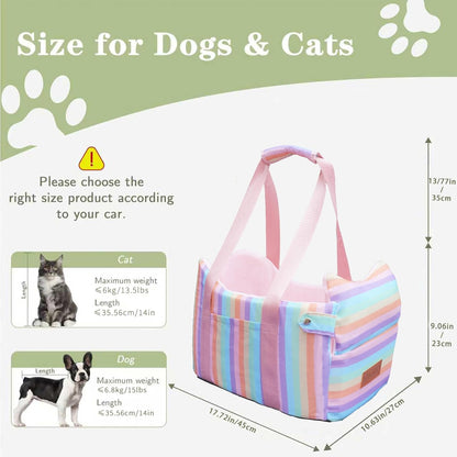 Cullaby Console Dog Seat | Anti-Collapse Armrest Booster for Small Dogs & Puppies - Secure Travel Carrier with Safety Clip-in Tether & Washable Cozy Cushion Pad - Up to 15 lbs