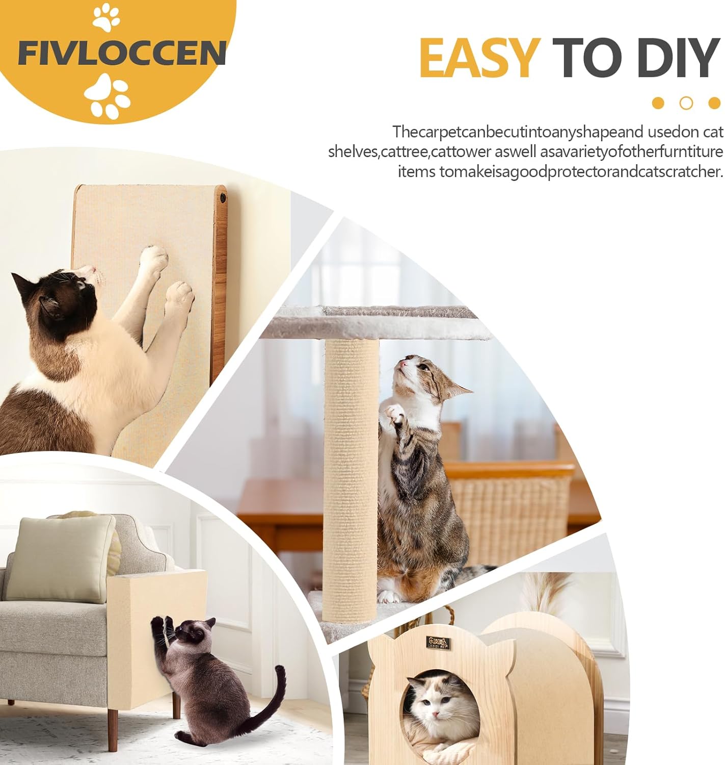 Cat Scratching Post Set: Enhanced Wood-Framed Cat Scratch Post (24in) + Cat Scratch Protector Pads (Beige)