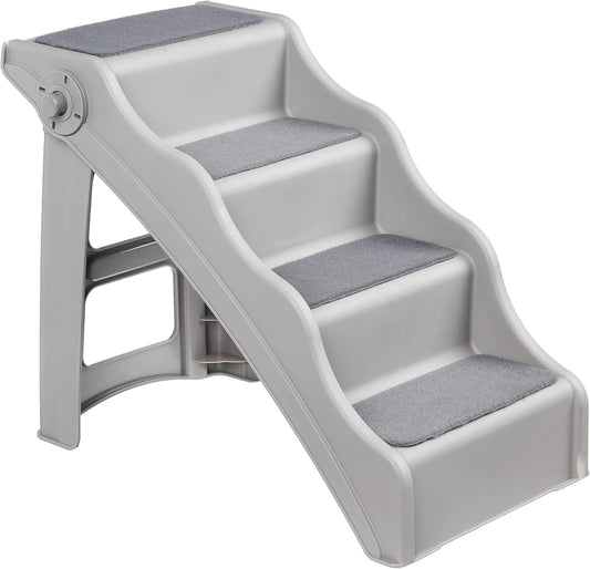 Amazon Basics Foldable Non-Slip Pet Stairs, Steps for Dogs and Cats, 14.6'' W x 22.75'' D x 19.5'' H, Grey