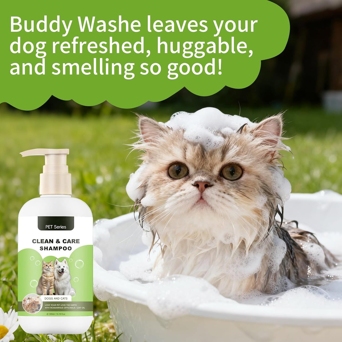 Clean Care Shampoo for Dogs and Cats, Seasonal Itch Relief Shampoo, for Allergies, Itching, Skin and Coat Supplement, Helps Shedding-Gentle Care for Long, Short & Curly Hair