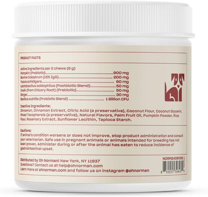 Oh Norman! Probiotic Chews for Dogs, Probiotics for Dogs Digestive Health with Enzymes, Allergy Relief for Seniors, Probiotics for Dog Wellness and Comfort