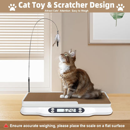 Multifunctional Pet Scale Max 66 Lbs Cat Dog Scale with LCD Display & Hold/Tare Function for Kittens Puppies Includes Scratcher Toys and Health Supplies