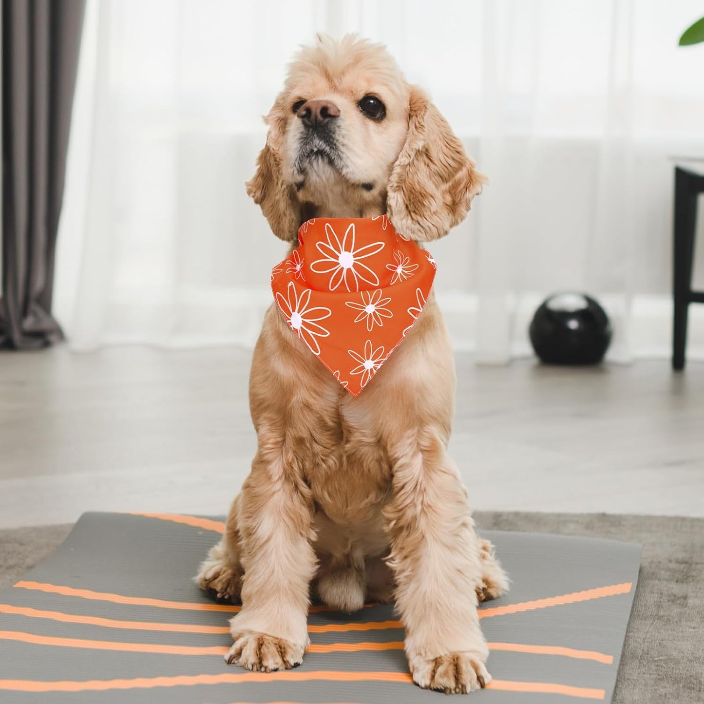 Whaline 4Pcs Boho Pet Bandanas Spring Daisy Dog Scarf Washable Adjustable Triangle Dog Bibs Puppy Neckerchief for Cat Pet Birthday Costume Accessories