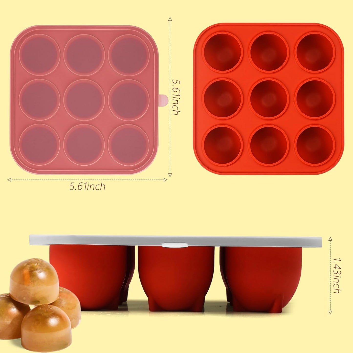 9-Cavity Silicone Frozen Dog Treat Mold with Lid for Woof Pupsicle & Power Chewer Pupsicle Small 10-25lbs,Reusable Frozen Dog Treat Tray Mold for Pupsicle Toy