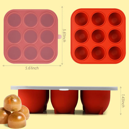 9-Cavity Silicone Frozen Dog Treat Mold with Lid for Woof Pupsicle & Power Chewer Pupsicle Small 10-25lbs,Reusable Frozen Dog Treat Tray Mold for Pupsicle Toy