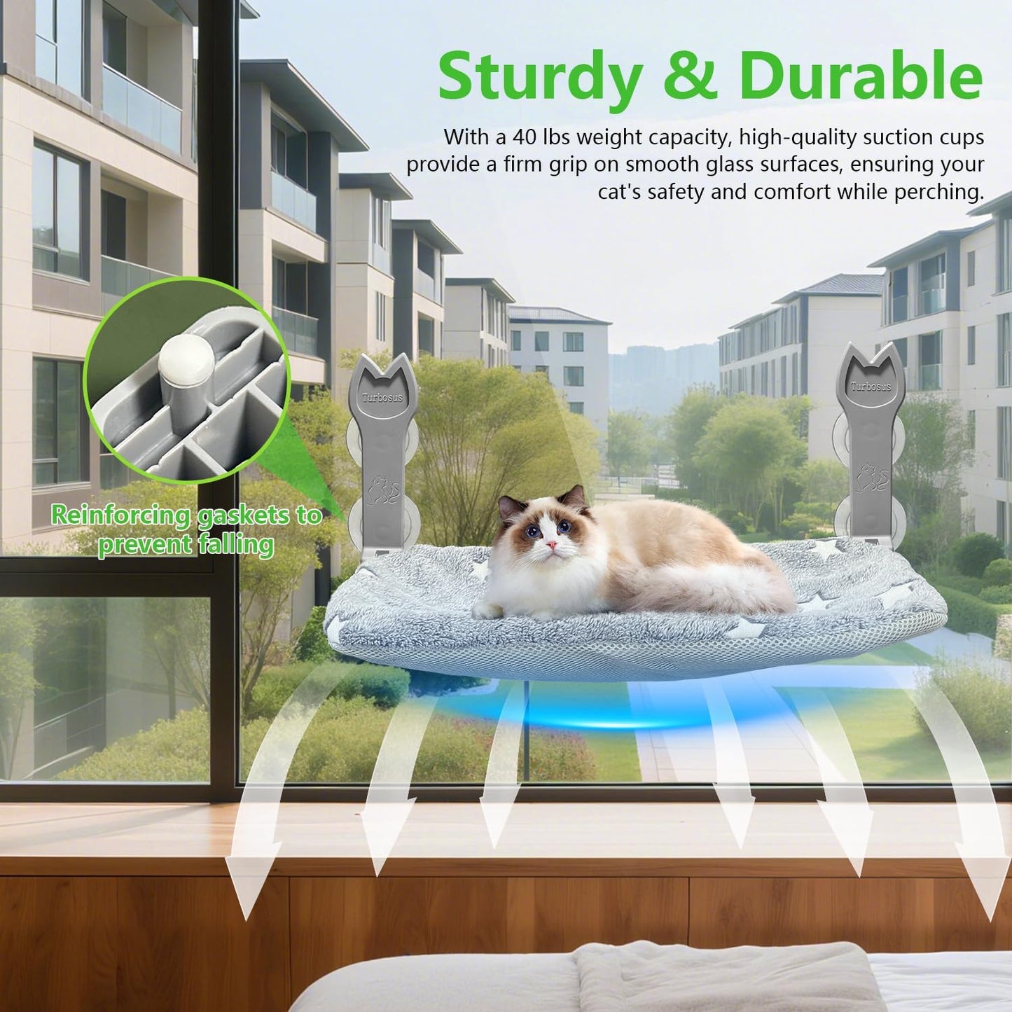 Cat Window Perch, Glow in The Dark Foldable Cat Hammock with Sunken Design & Removable Soft Cover, Breathable Cordless with Soft Edging Window Bed for Resting Indoor Kitten (Star Grey, 2 Pack)