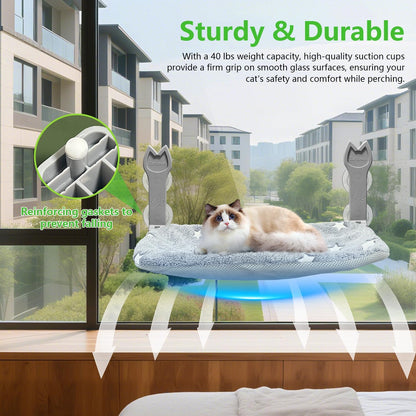 Cat Window Perch, Glow in The Dark Foldable Cat Hammock with Sunken Design & Removable Soft Cover, Breathable Cordless with Soft Edging Window Bed for Resting Indoor Kitten (Star Grey, 2 Pack)