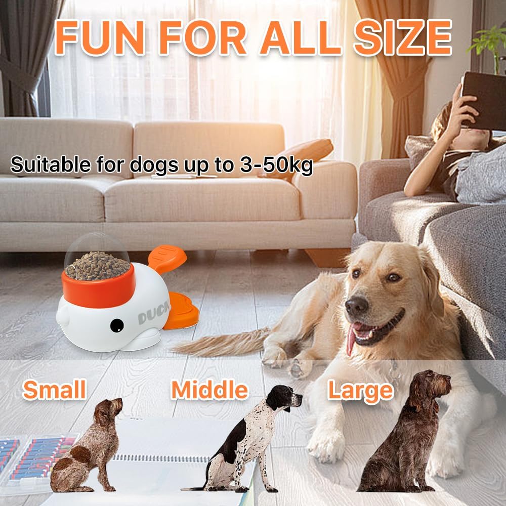 Dog Slow Feeder Puzzle Toy, 2-in-1 Interactive Duck Shaped Puppy Treat Feeding Food Dispenser Mental Stimulation Toys for Small & Large Cats Dogs