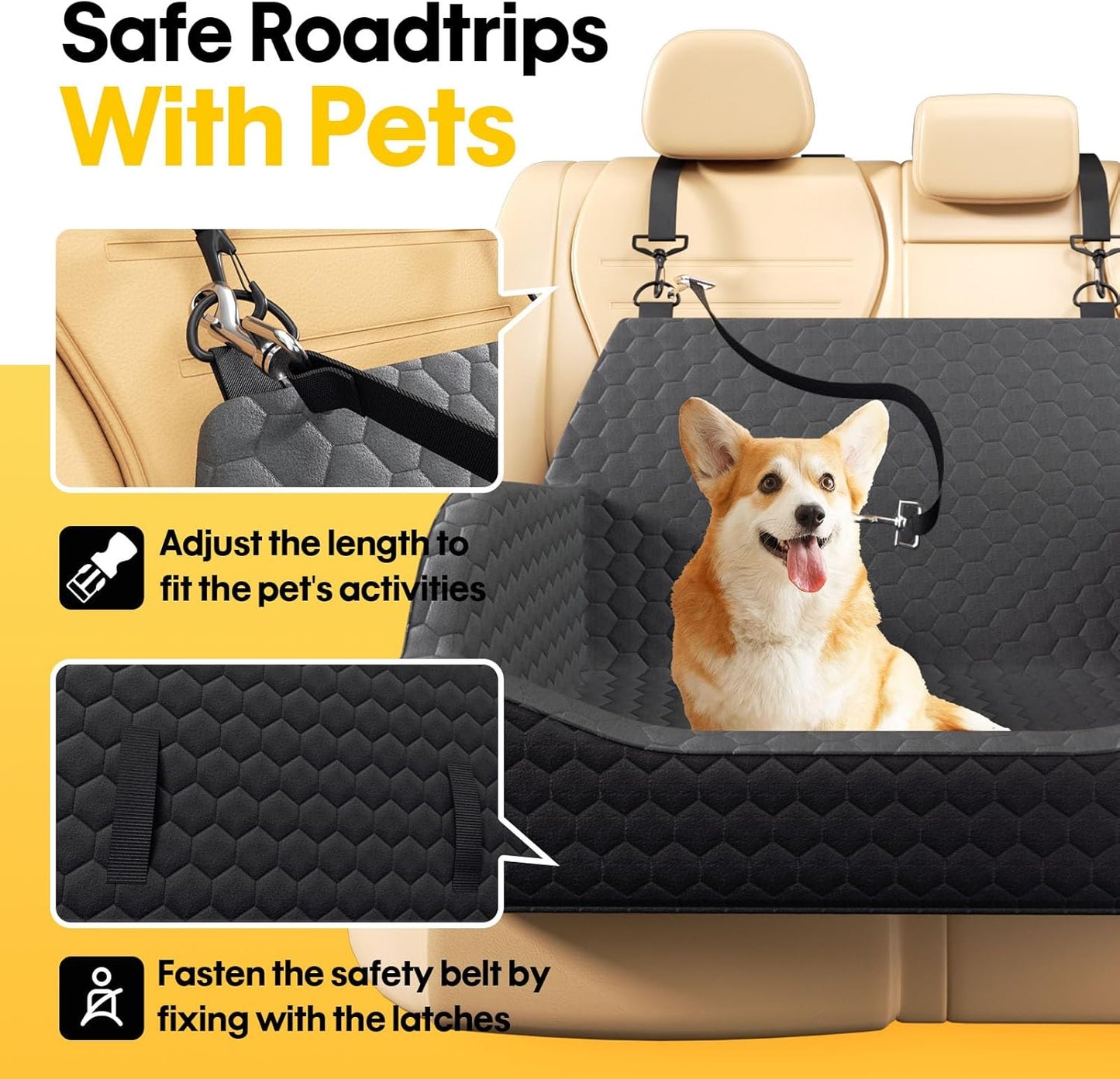 Dog Car Seat for Small Medium Dogs, Memory Foam Dog Booster Seat Elevated Cushion Seat for Dogs Under 55 lbs Pet Travel Bed