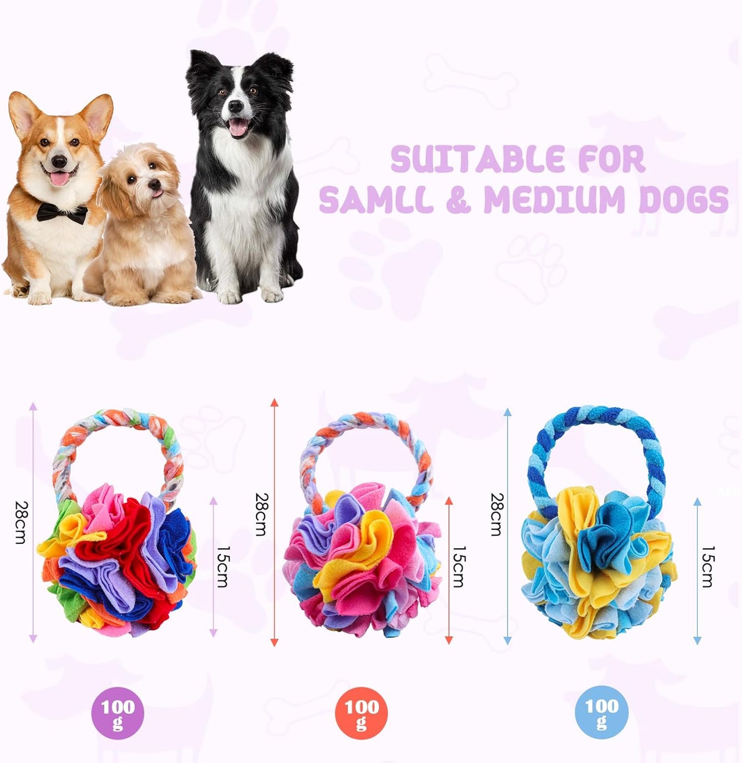 Snuffle Ball with Handle, Tug of War Rope Toys for Small Medium Dogs, Interactive Dog Toys Puppy Training Pull Toy for Exercise & Interactive Play Games (Red)