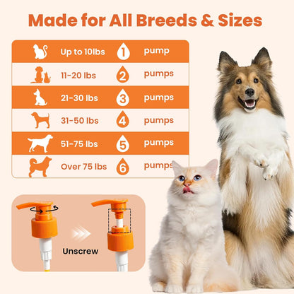 VUN Salmon Fish Oil for Dogs & Cats,Omega 3 Fish Oil Supplement for Itchy Dry Skin Coat,Allergy Relief,Joints&Paws,Brain,Eyes&Heart Treatment,Wild Liquid Fish Oil for Dogs by Pump with EPA DHA–16 oz