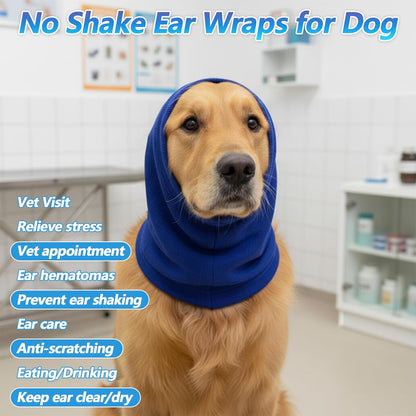 Dog Ear Muffs, Stretchy Hoodie for Dog, Non-Noise Blue Dogs Ear Muffs for Neck Warmer Bath Drying Noise Protection