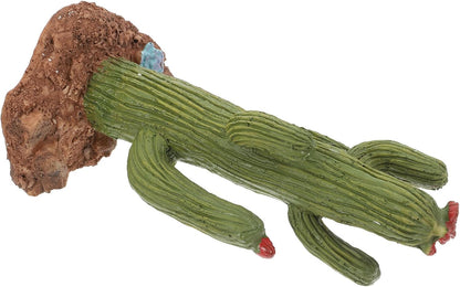 BESPORTBLE Reptile Terrarium Decor Fake Cactus Plants with Resin Floating Turtle Platform and Climbing Branch for Desert Habitat Turtle and Snake Enclosure