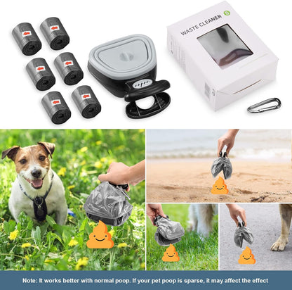 Pooper Scooper, Expandable Pet Poop Picker, Portable Dog Pooper Scooper for Small and Large Dogs, Waste Bag Storage Compartment, 6 Roll of Trash Bag