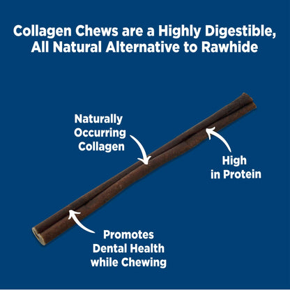 Barkworthies Large 12" Beef Collagen Sticks for Dogs - Healthy Long Lasting Bully Stick Alternative - High Protein Low Fat Dog Treats - 2 Pack