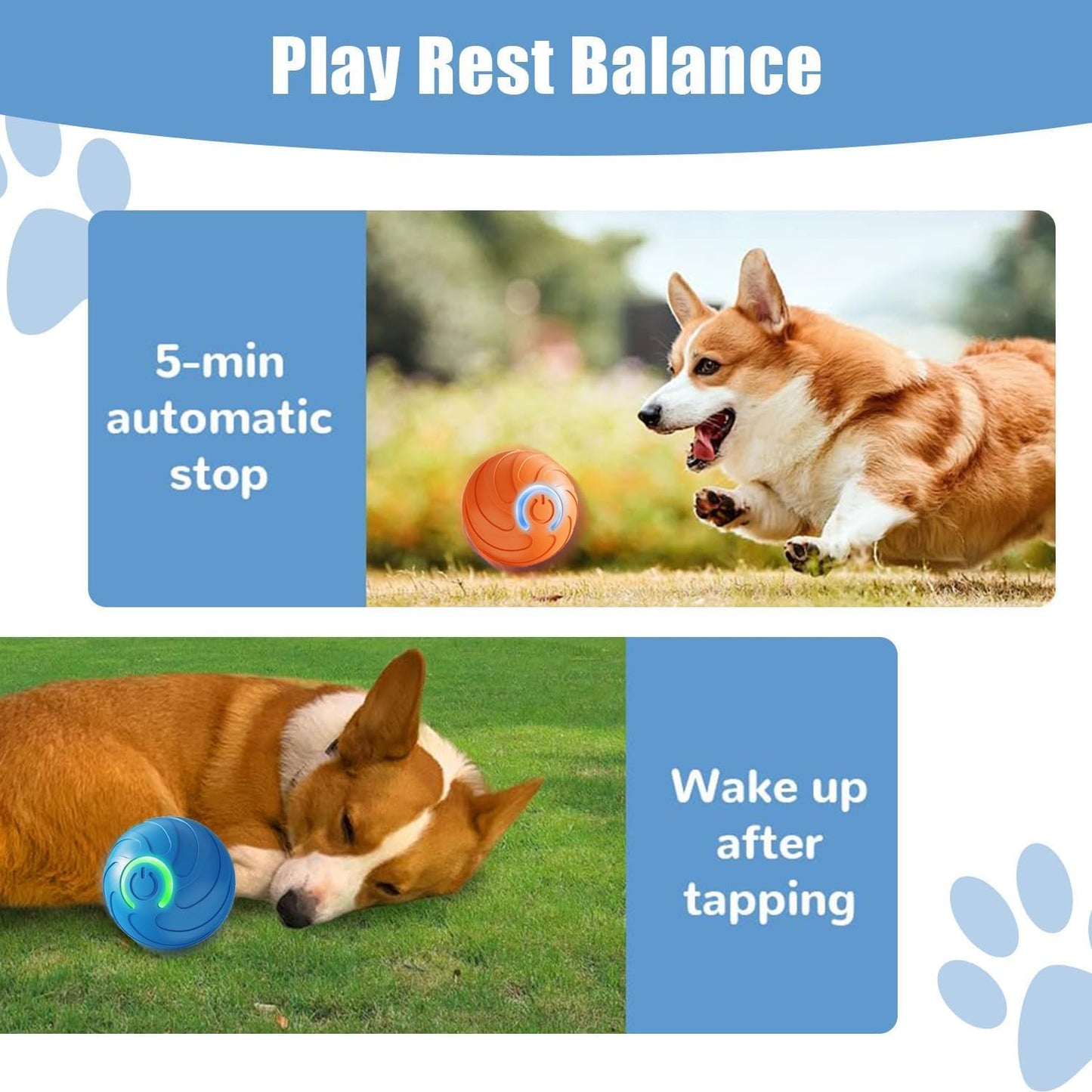 2PCS Interactive Dog Ball Toy, Duarpsin Dog Balls, Shaky BallToy for Dogs, Vibrating DogBalls, Smart Jumping BallToys, Fun Shaking Pet Bounce Electric Balls Automatic Moving Pet Toys for Dogs.