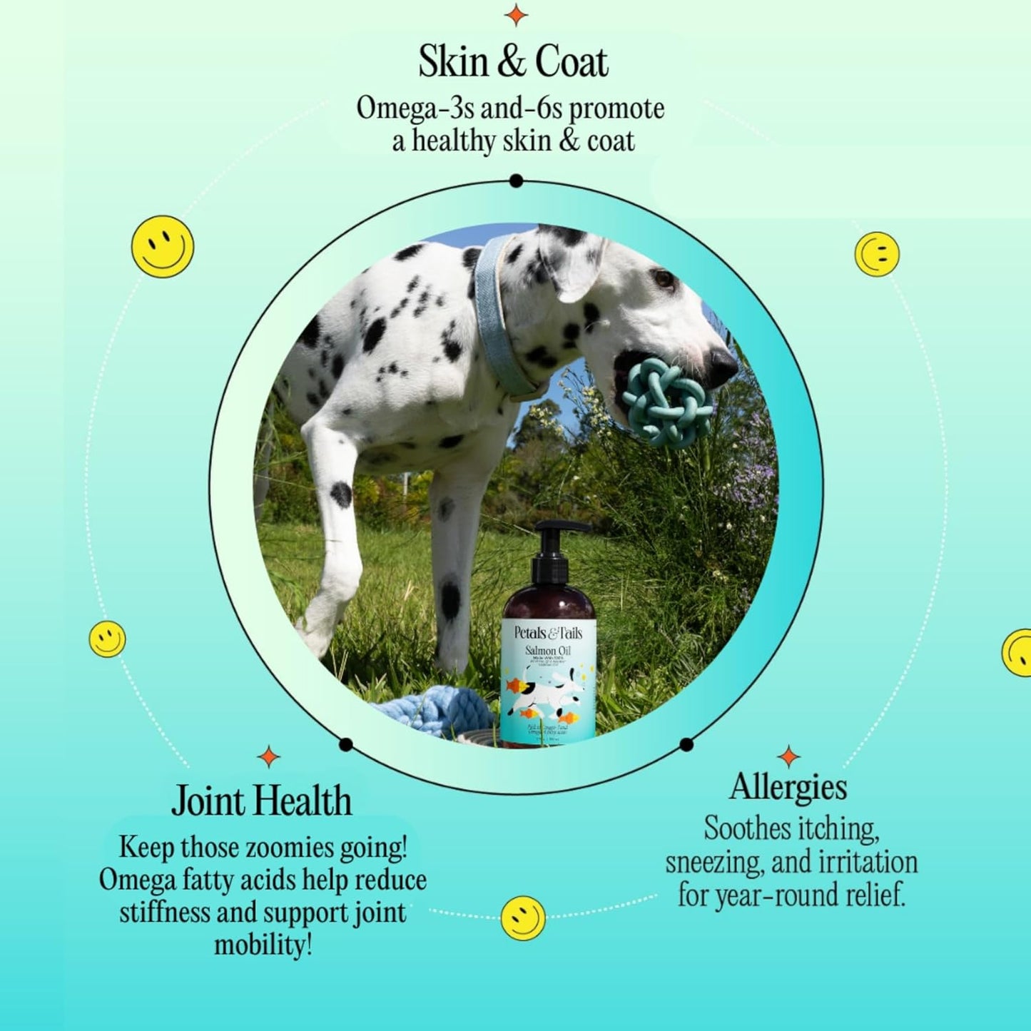 Petals & Tails Wild Alaskan Salmon Oil for Dogs & Cats – 100% Pure Omega-3 Fish Oil Supplement – Supports Skin, Coat, Joints & Heart – No Blends – 12 oz