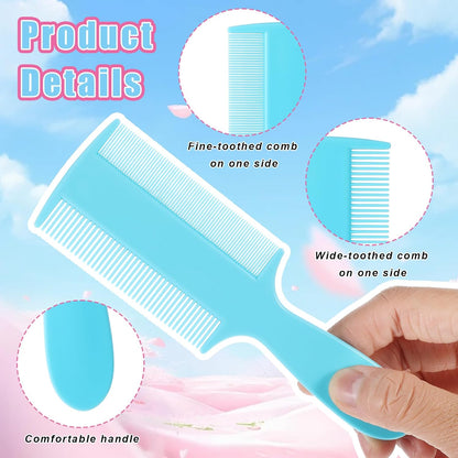 6pcs Double Sided Fine Tooth Lice Comb with Handle, Dandruff and Lice Pet Flea Comb for Newborn Babies Adults Pets Dogs Kitten Cats (Plastic, 6 Colors)
