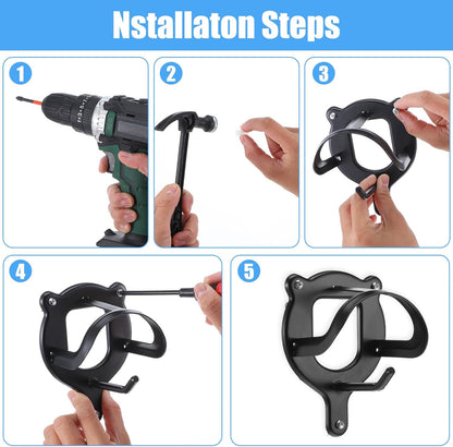 6 Counts Horse Bridle Rack, Iron Bridle Bracket with Tubes and Screw, Wall Mount for Horse Tack Storage, Halter Hanger, Tack Room and Barn Supplies, Black