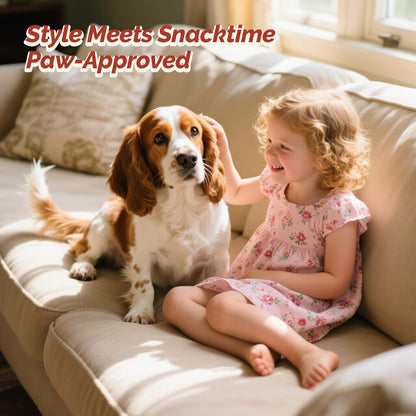 Ceramic Slow Feeder Dog Bowl - Portion Control Feeding Bowl for Medium Dogs – Cute Maze Food Dish for Fast Eaters - 3.1 Cups (310 g) - Doodle Series (Cherry)