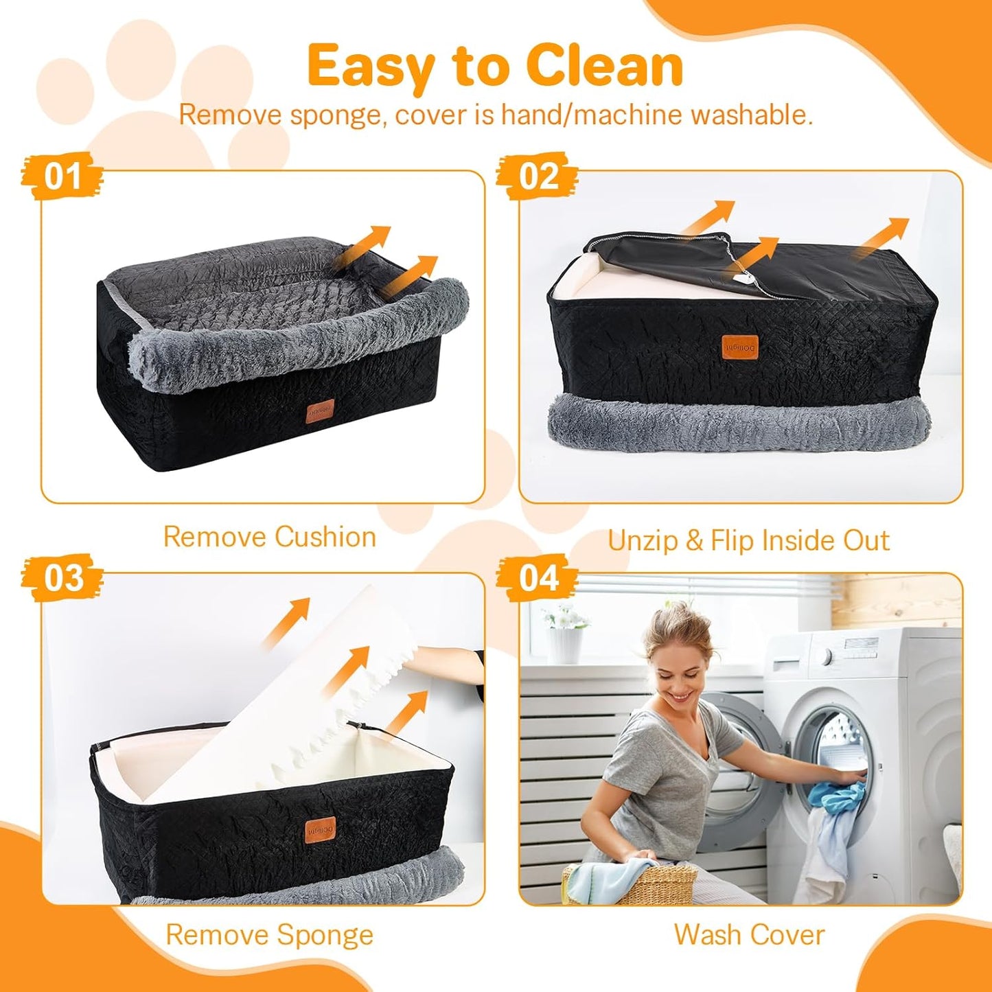 Dog Car Seat for Large/Medium Dogs up to 55lbs, Rear Seat Booster with Safety Straps & Washable Cover, Pet Travel Bed for Cars/Home/Park/Trunk (Gray, Extra Large)