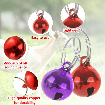 STARVAST 15PCS Goat Collars with Bells, Adjustable Nylon Grazing Collars with Copper Bells, Pet Anti-Lost Loud Bronze Bell for Small Farm Animals Including Goats, Sheep, Cows