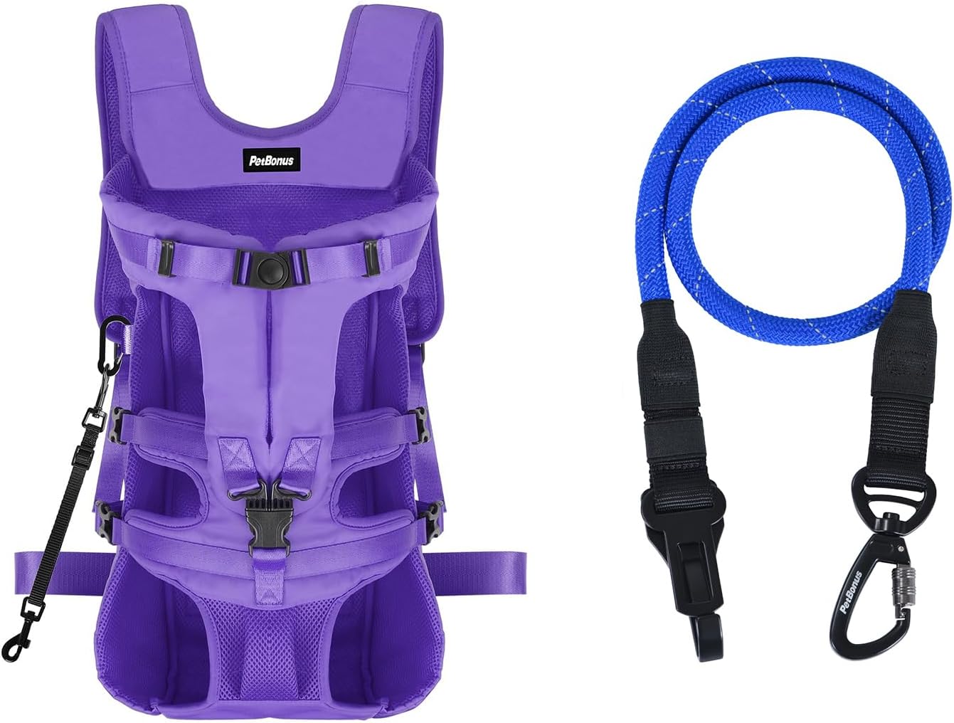 PetBonus Pet Front Dog Carrier Backpacks and Dog Seat Belt for Car