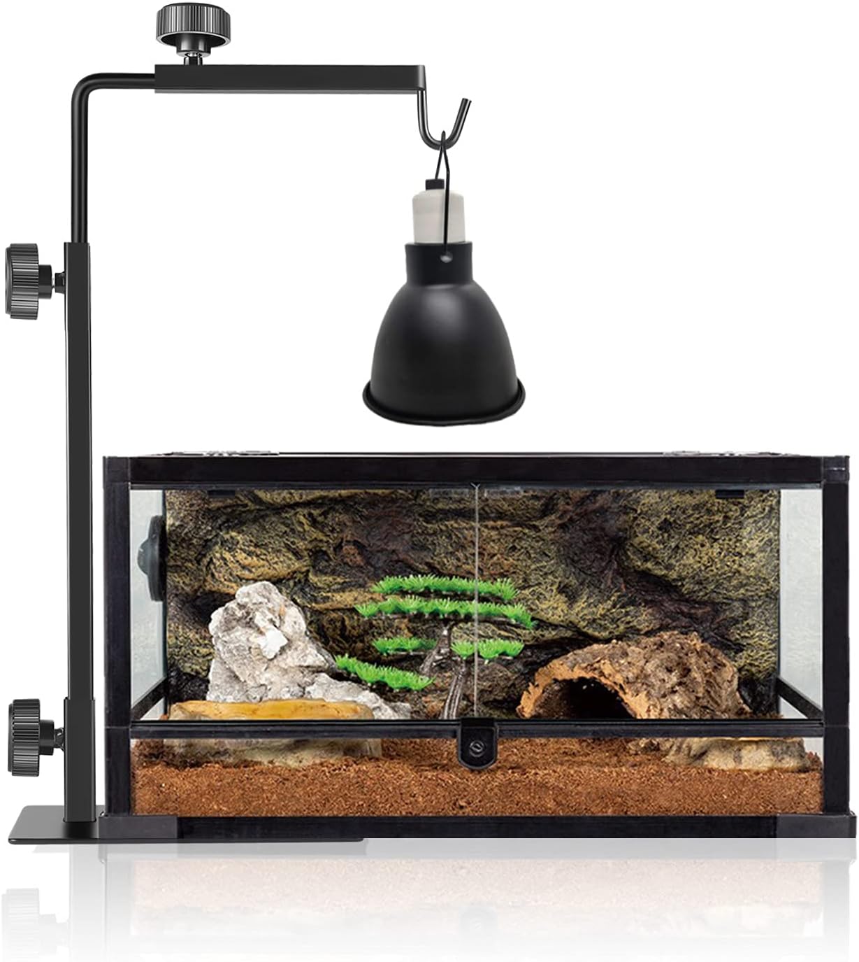 Reptile Lamp Stand, Adjustable 16-31 Inch Domes Heat Lamp Metal Bracket Floor Light Holder for Reptile Terrarium Lighting Heating Light and Dome lampshade, Large