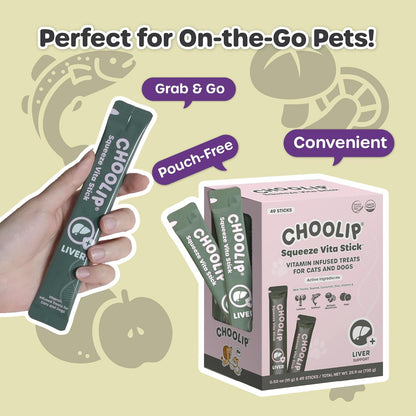 Choolip Bundle | 49 Variety Squeeze Vita Sticks + 49 Liver Support Squeeze Vita Sticks with Essential multivitamins [Both Products are for Cats & Dogs of All Life Stages]