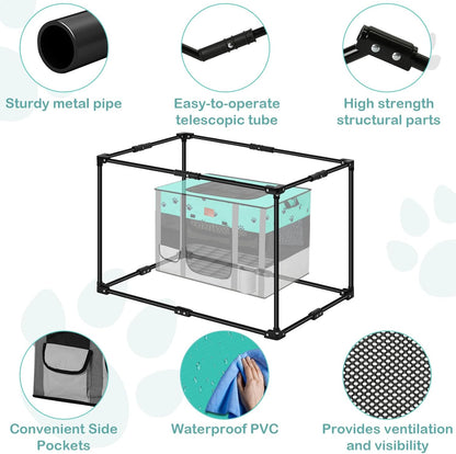 Portable Dog Playpen,Cat Playpen Pet Delivery Room,Portable Kennel Tent Game Pens Suitable for All Medium/Small Pets Metal Dog Crate,with Dog Pee Pad Carring Bag for Indoor/Outdoor Travel